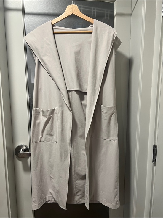 Jackets & Blazers - Sleeveless Hooded Longline Coatigan - Light Taupe